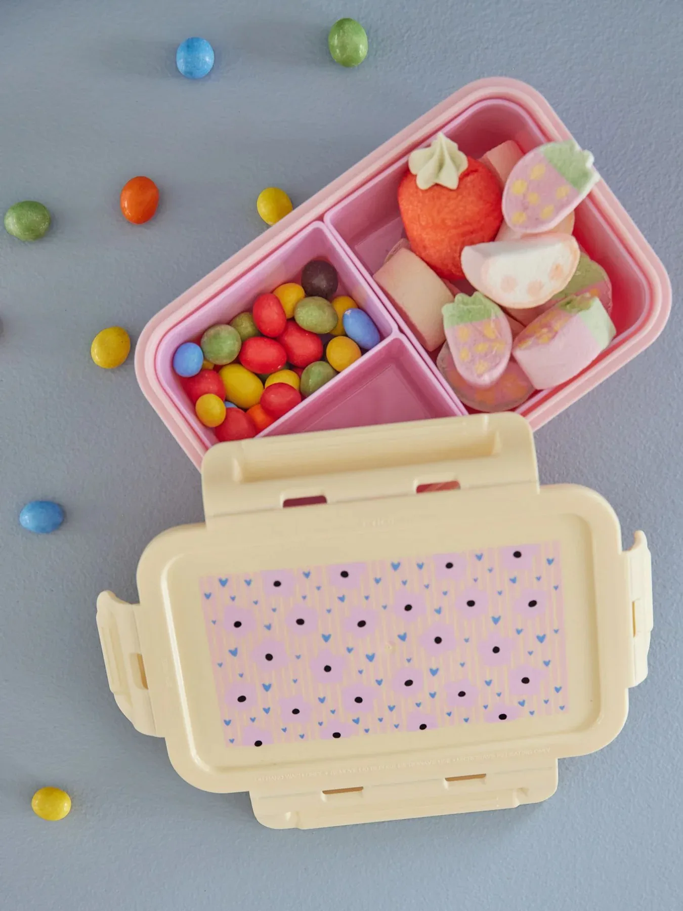 Rice lunch box with 3 compartments, Flowers-pink RICE