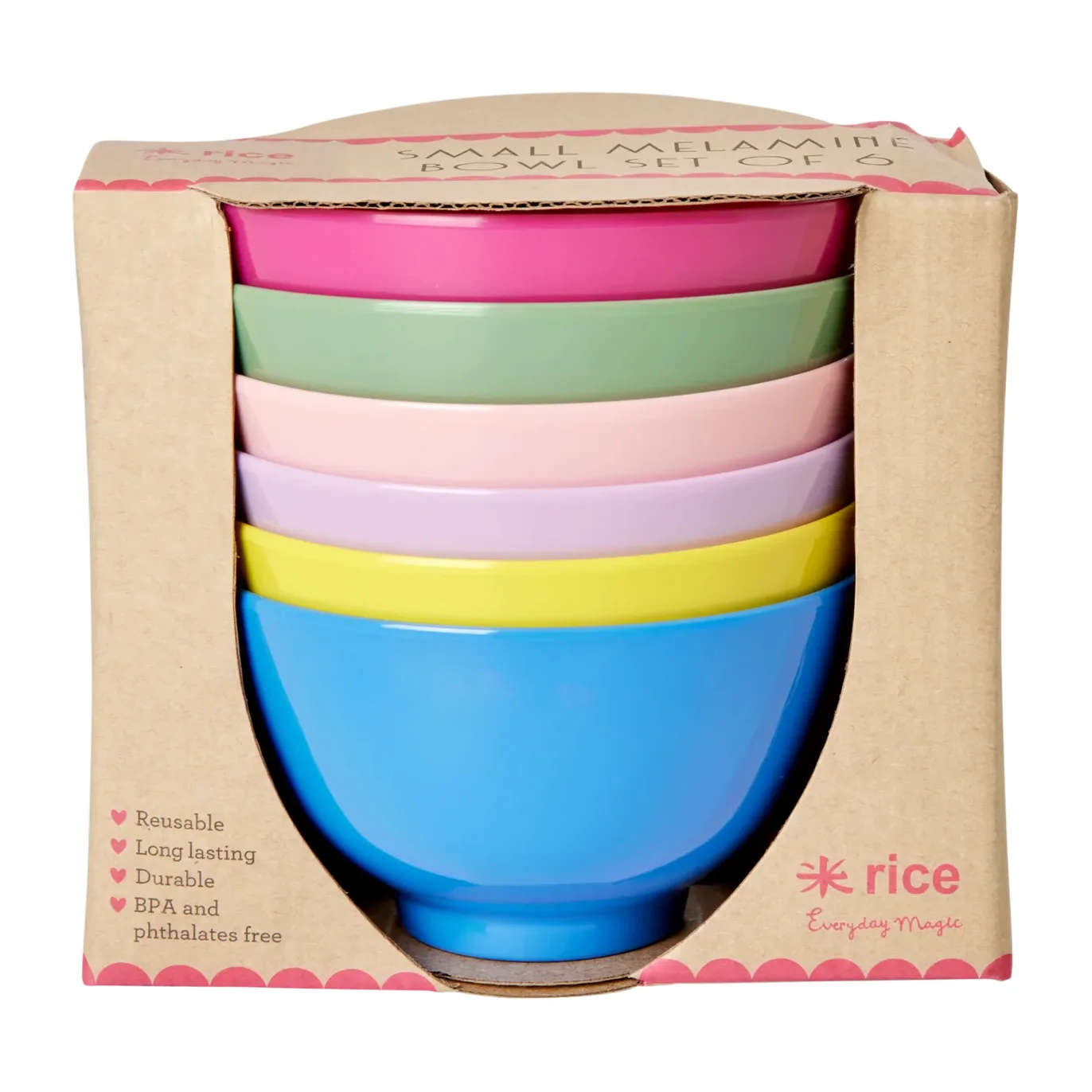 Rice melamin bowl small Ø11 cm 6 pieces, Multicolor RICE