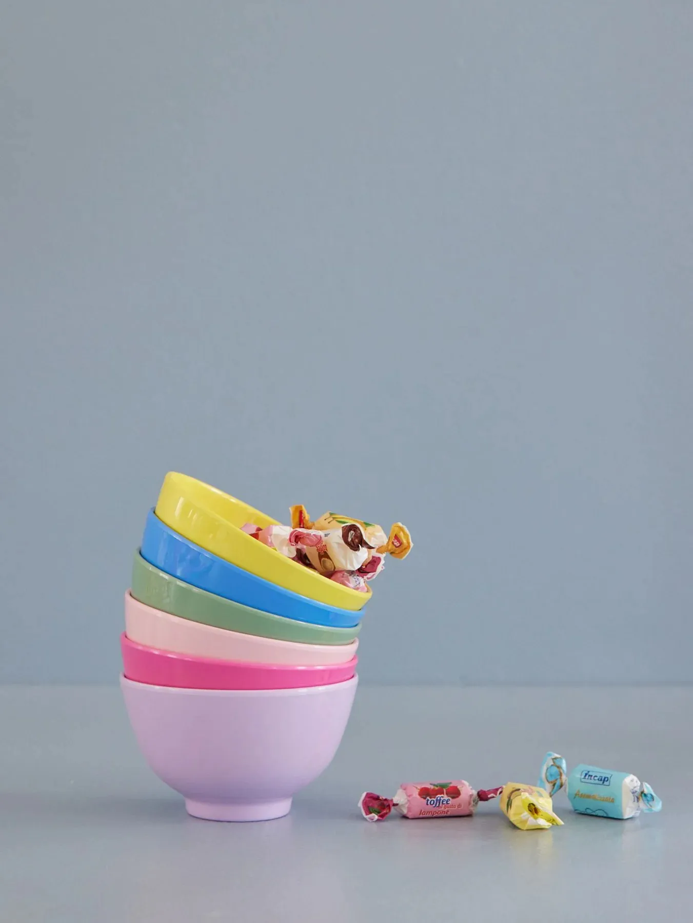 Rice melamin bowl small Ø11 cm 6 pieces, Multicolor RICE