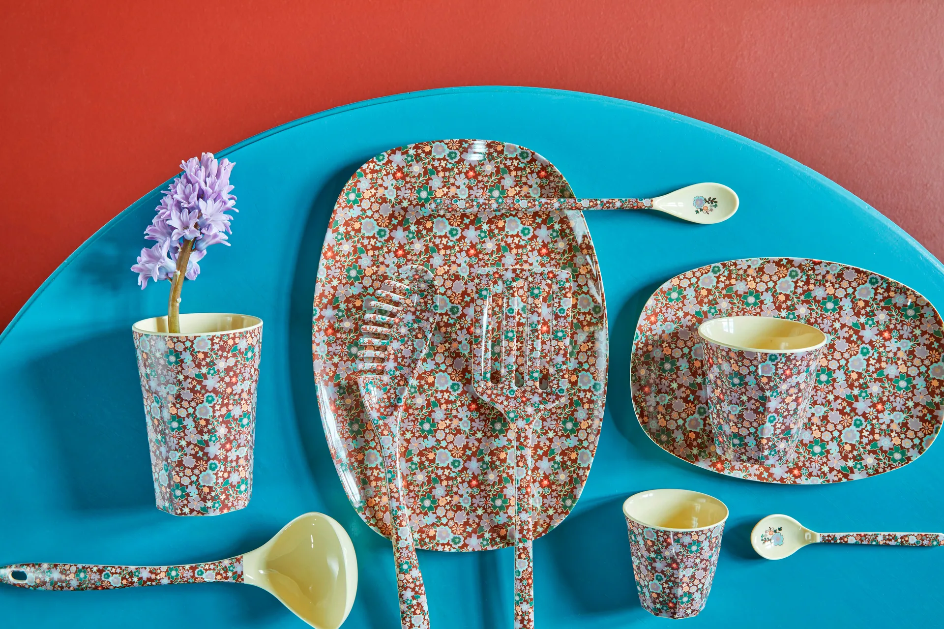 Rice melamin plate 16.5x23 cm, Fall flower RICE