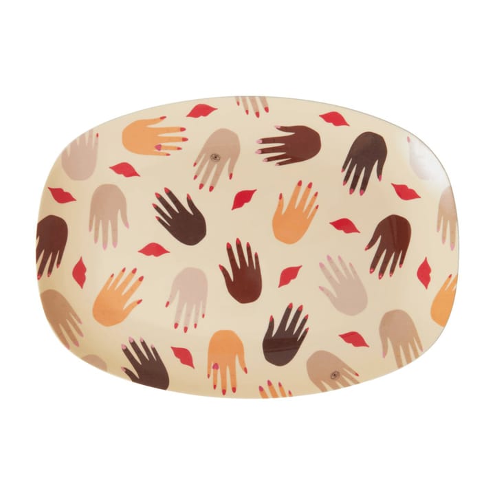 Rice melamin plate 16.5x23 cm - Hands and kisses - RICE