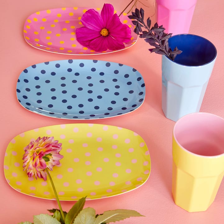 Rice melamin plate 16.5x23 cm - Pink dot - RICE