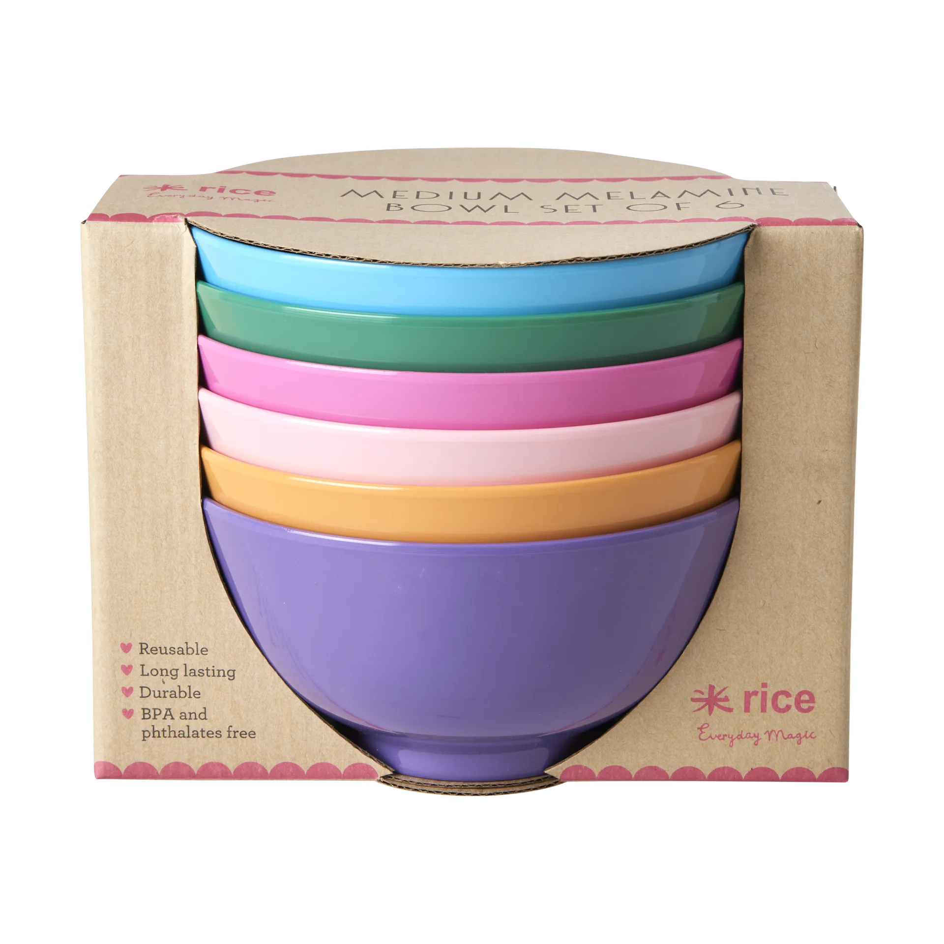 Rice melamine bowl medium Ø15 cm 6 pieces, Multi RICE