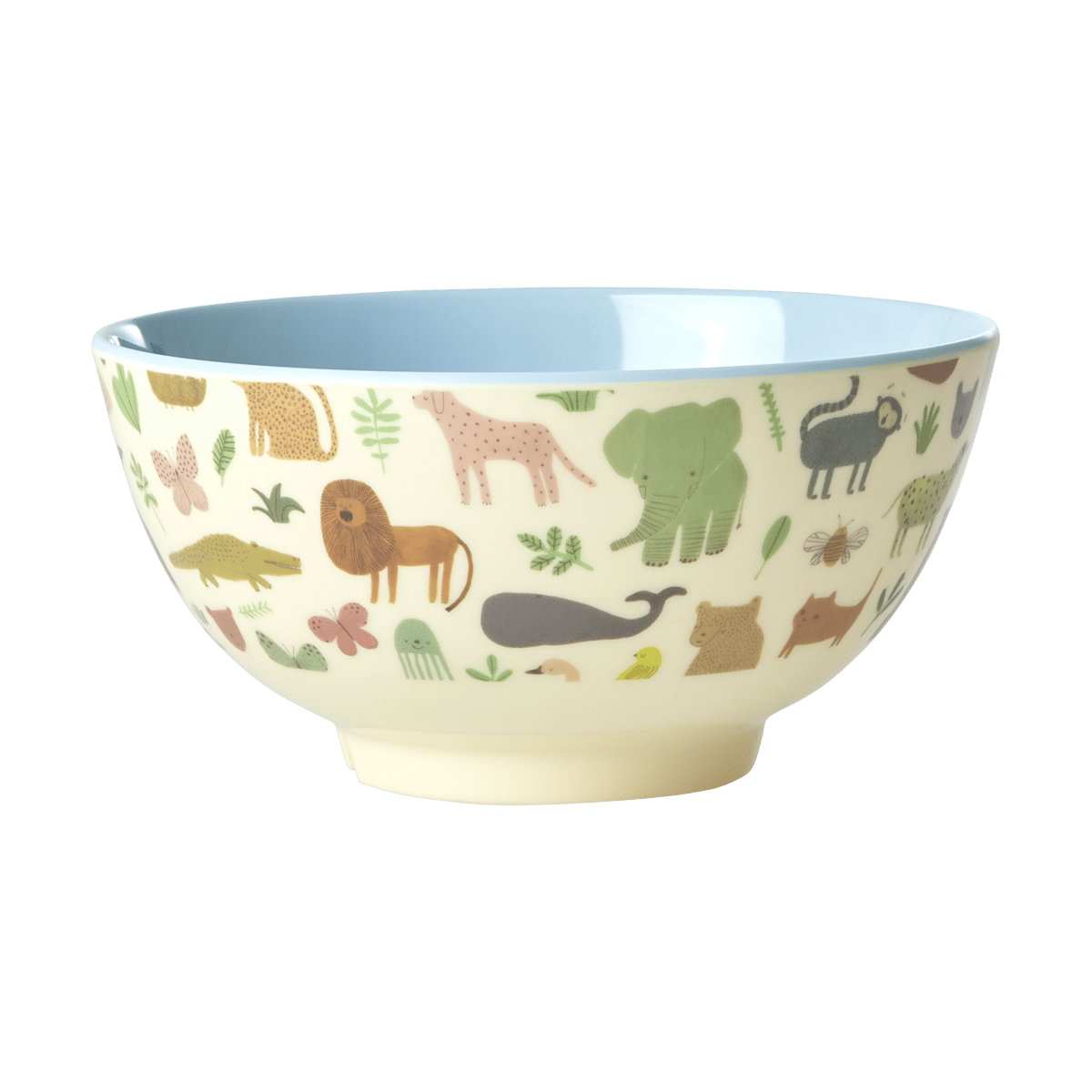 Rice melamine bowl medium Sweet Jungle Print-Soft blue