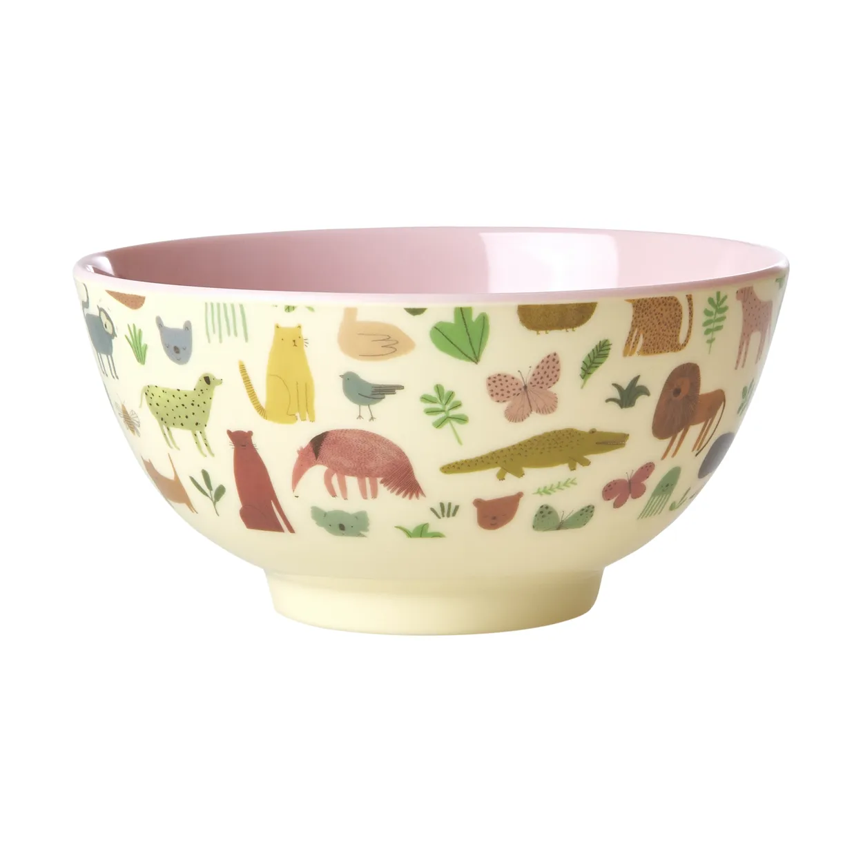 Rice melamine bowl medium Sweet Jungle Print-Soft Pink