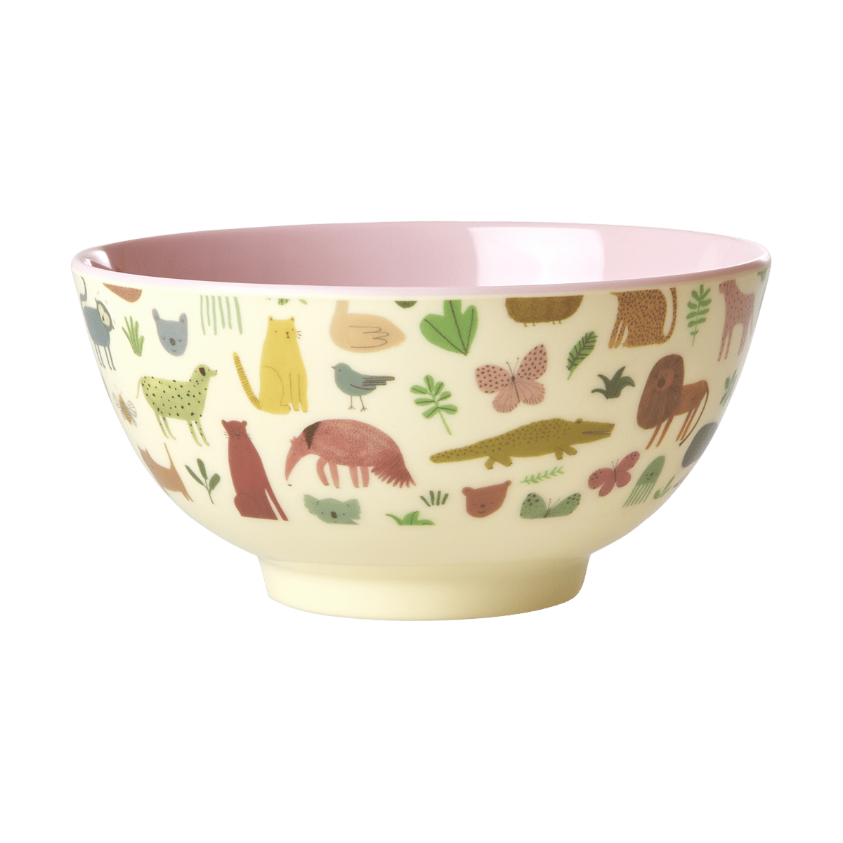 Rice melamine bowl medium Sweet Jungle Print-Soft Pink