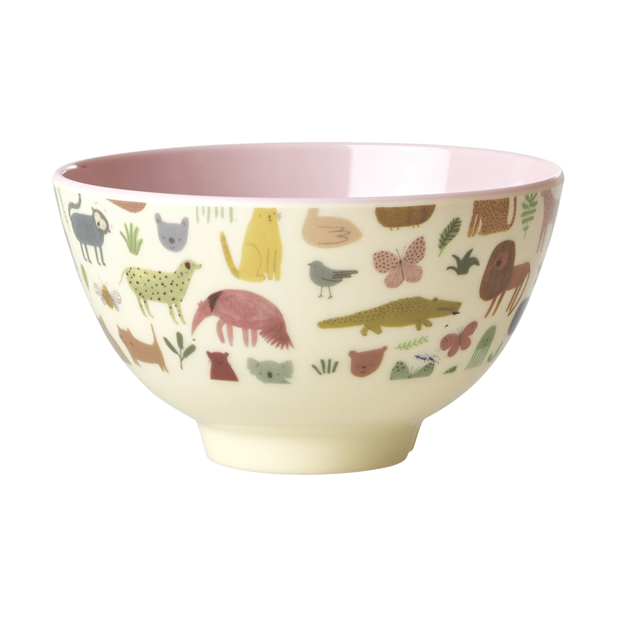 Rice melamine bowl small Sweet Jungle Print-Soft Pink