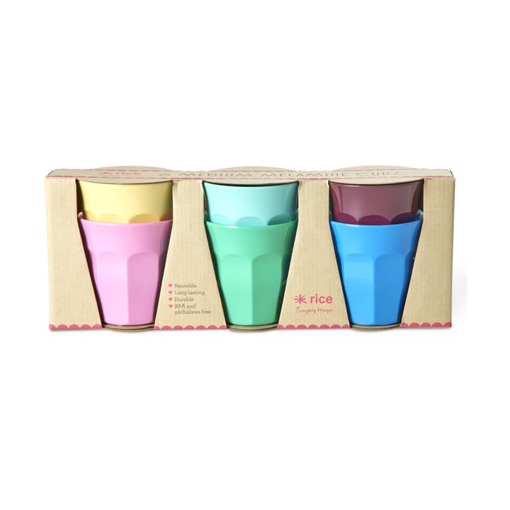 Rice melamine cup medium 6-pack - Show youre true colors - RICE