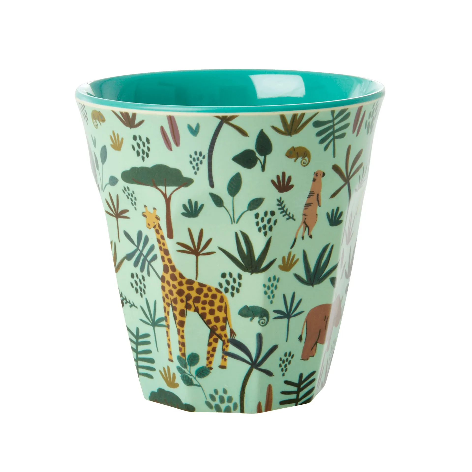 Rice melamine cup medium, green-jungle animals RICE