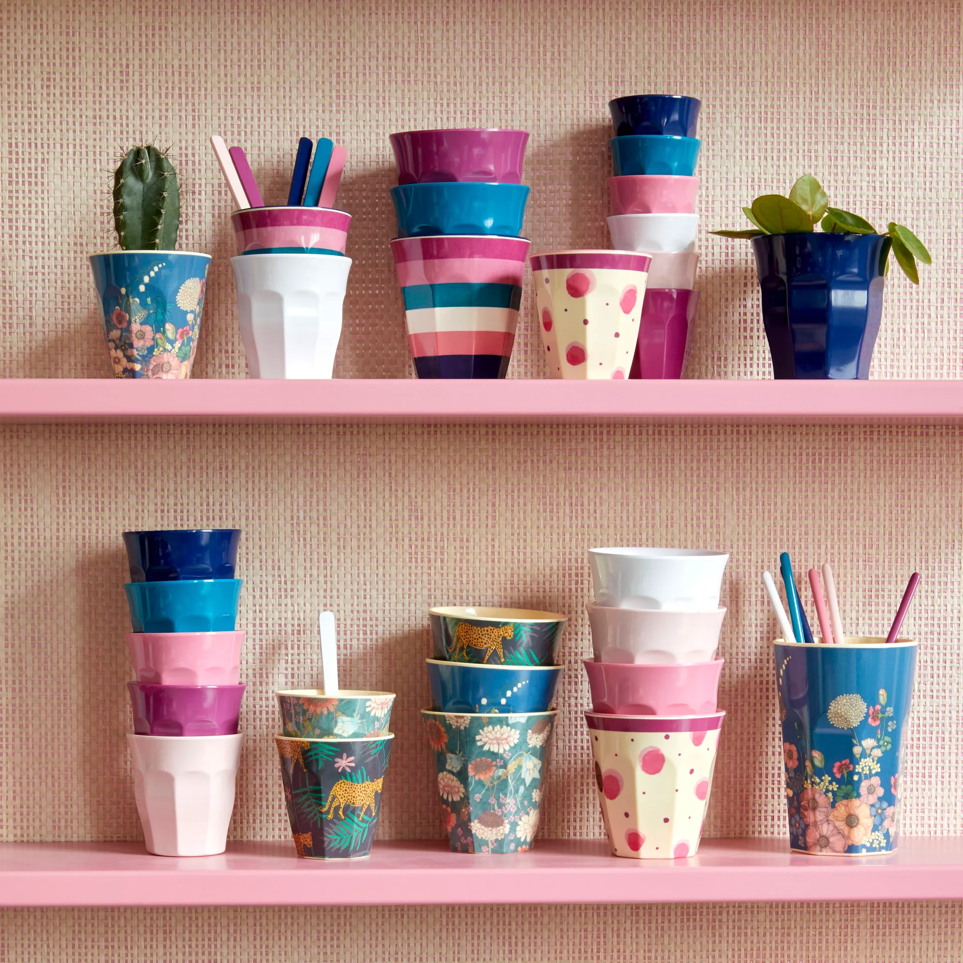 Rice melamine cup medium, Leopard and leaves RICE