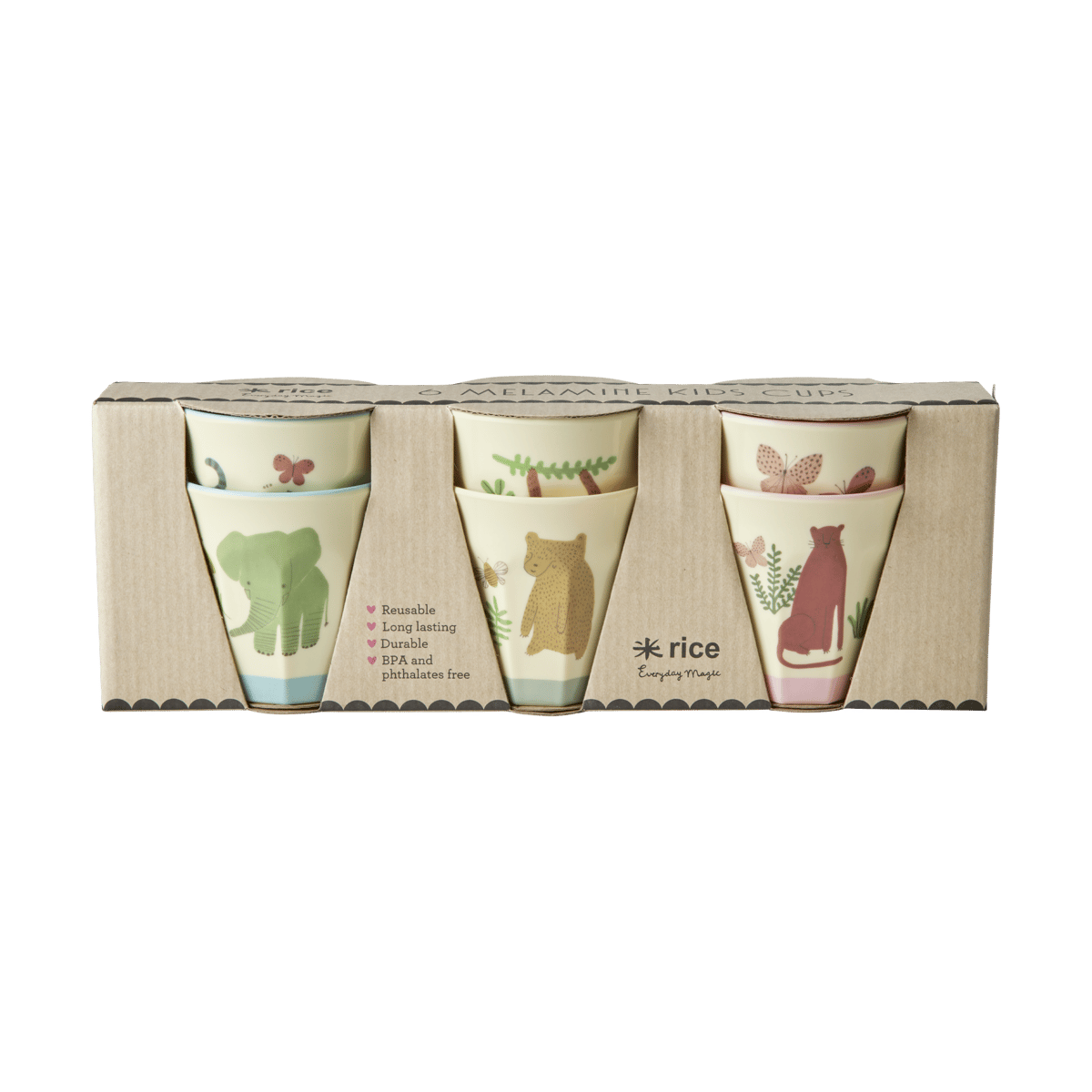 Rice melamine cup small 6-pack Sweet Jungle | Scandinavian Design | Drinking glasses & tumblers | Multi