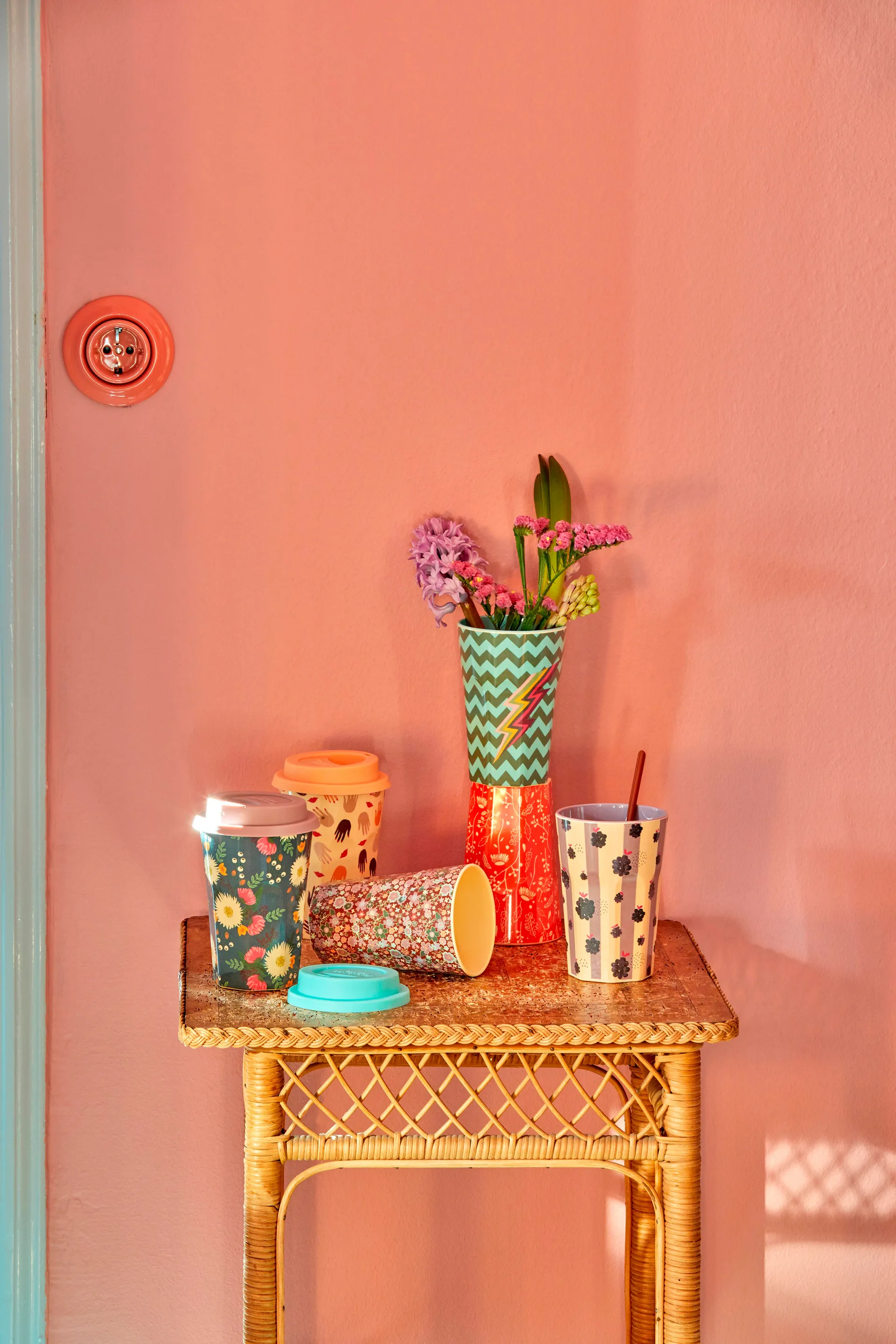 Rice melamine mug high, Fall flower RICE