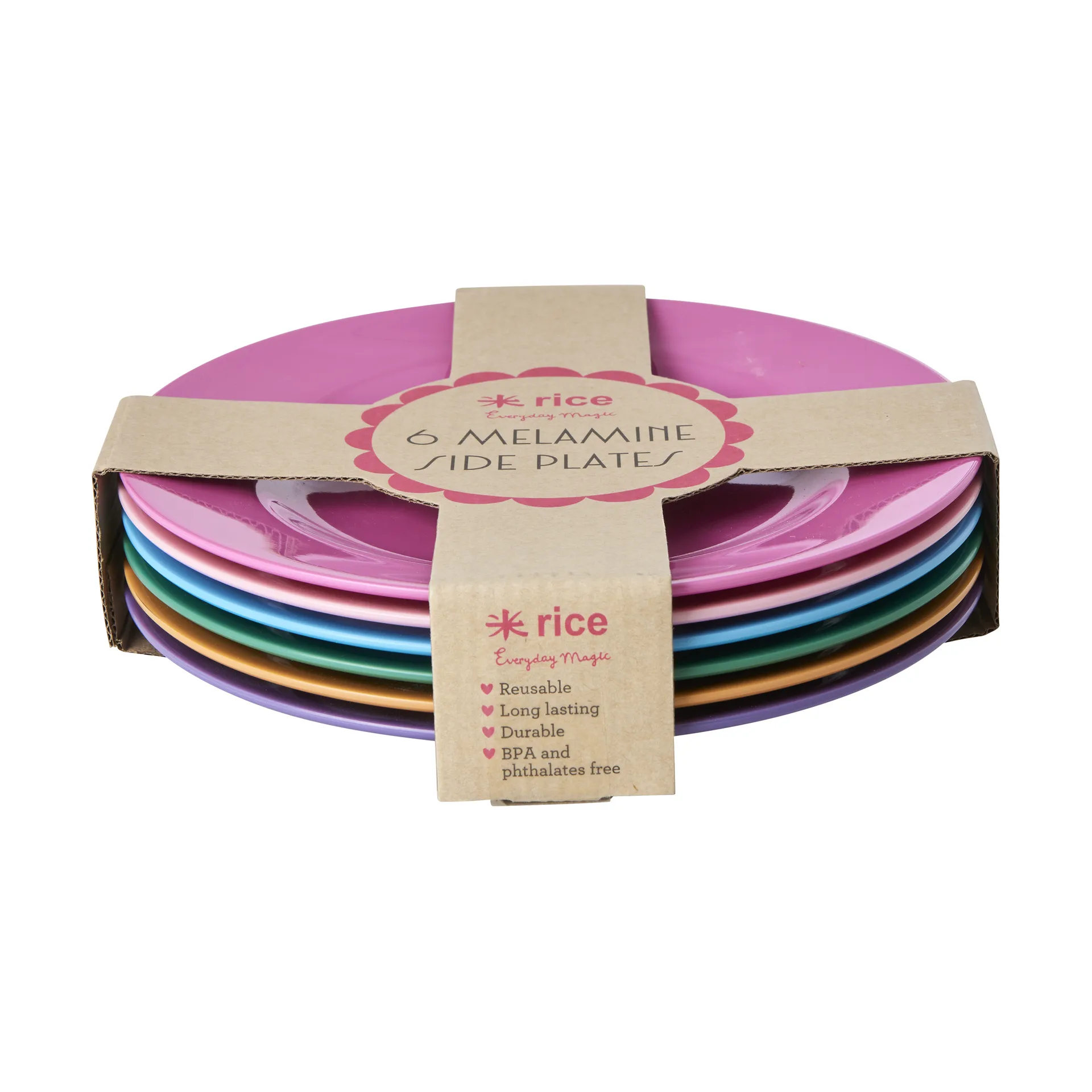 Rice melamine plate 20 cm 6-pack, Soft Pink RICE