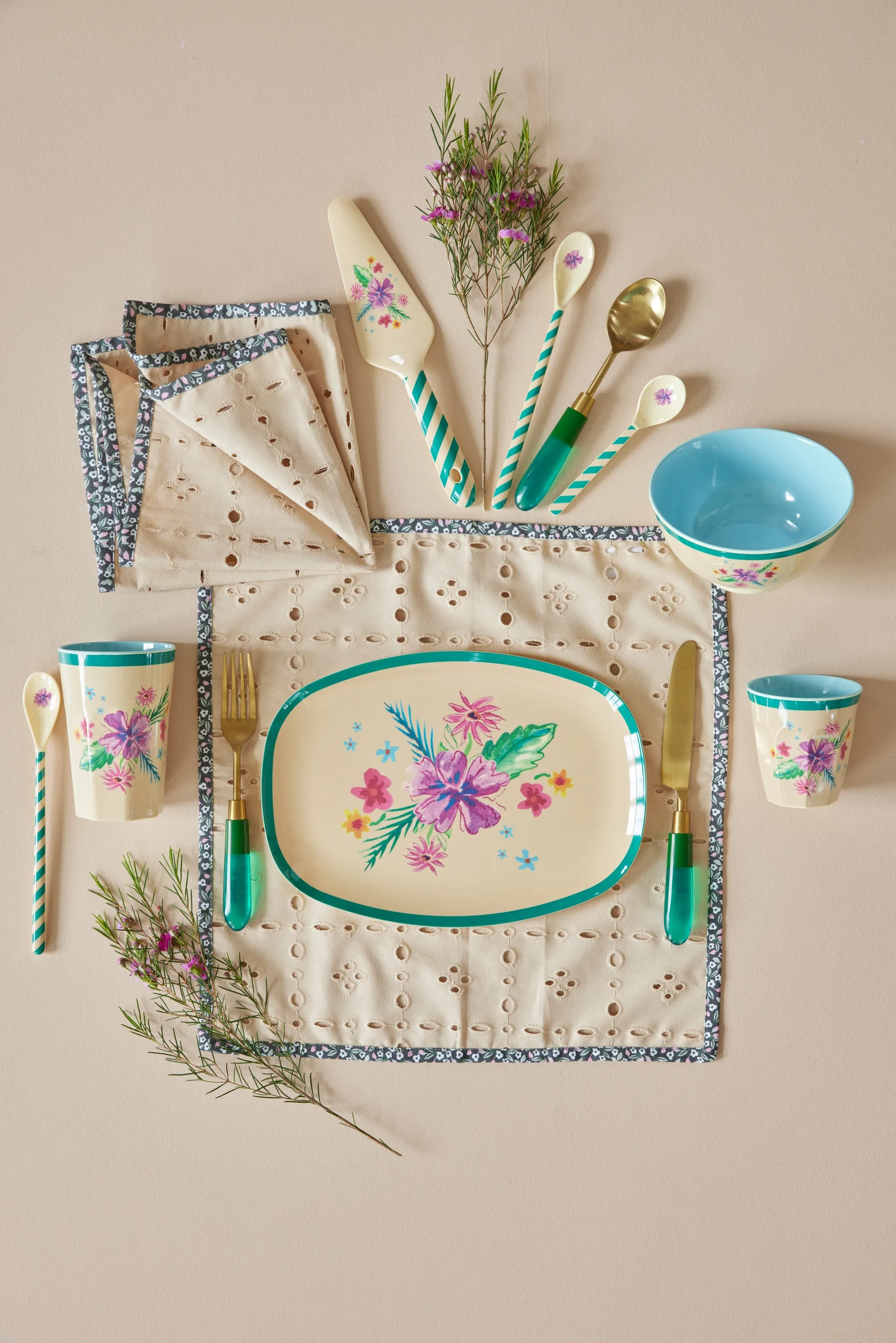 Rice melamine plate 22x30 cm, Arda bloom RICE