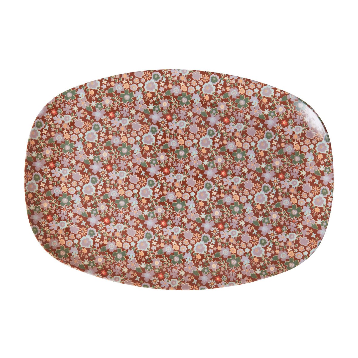 Rice melamine plate 22x30 cm Fall flower | Scandinavian Design | Dinner plates | Brown
