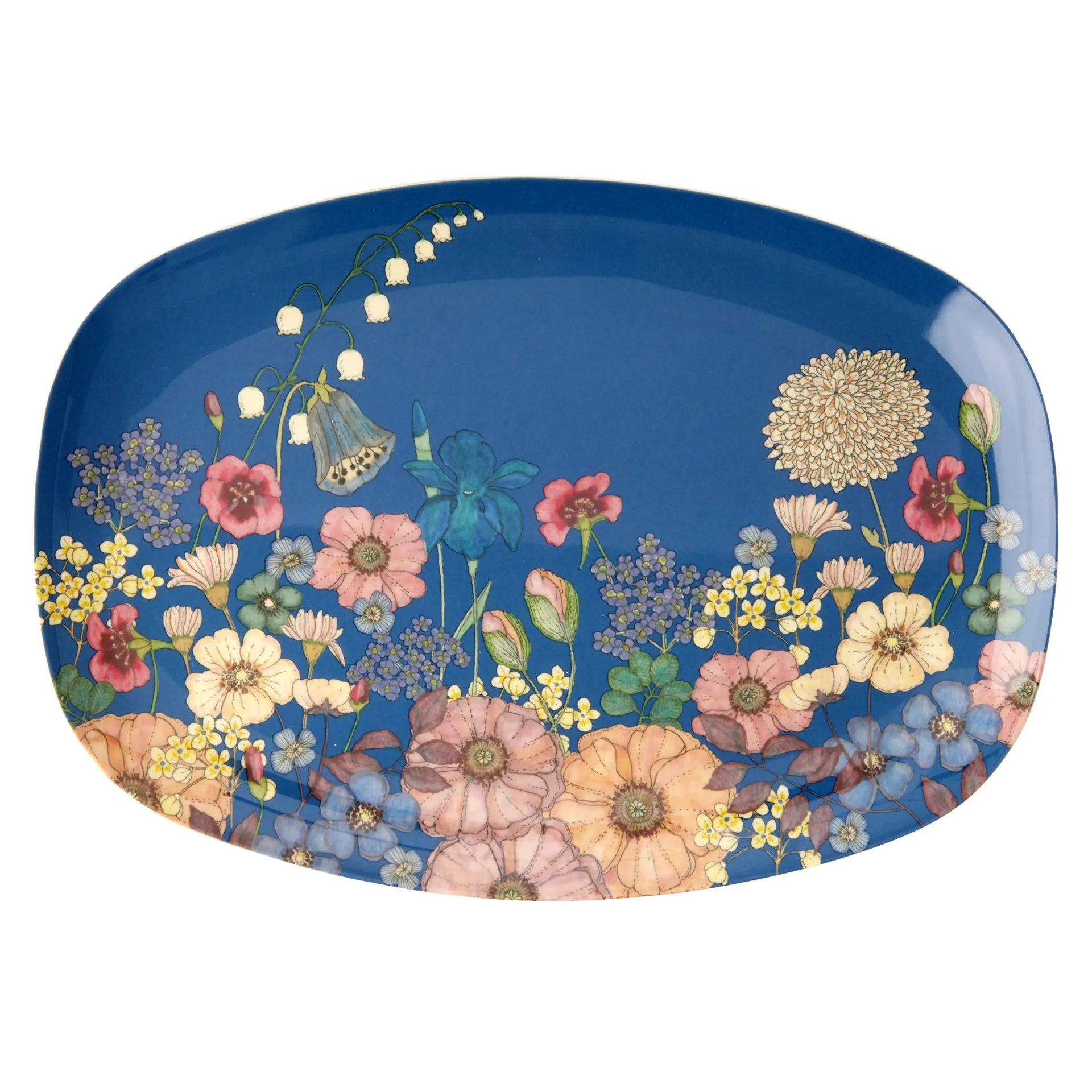 Rice melamine plate 22x30 cm, Flower collage RICE