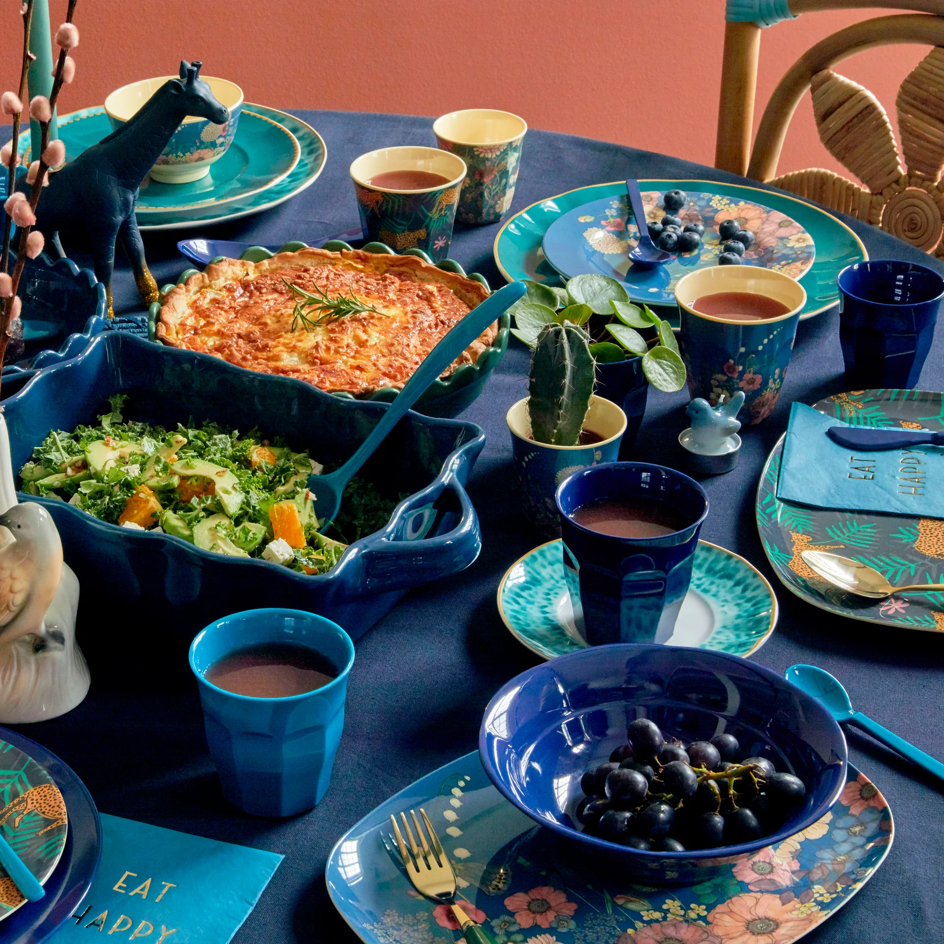 Rice melamine plate 22x30 cm, Flower collage RICE