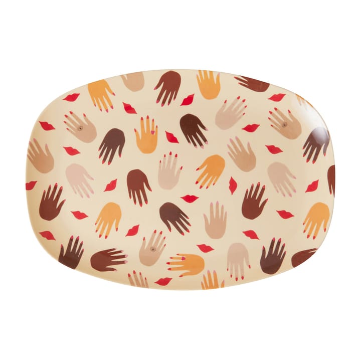 Rice melamine plate 22x30 cm - Hands and kisses - RICE