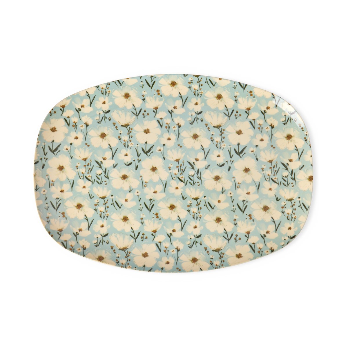 Rice melamine plate 22x30 cm Summer bloom | Scandinavian Design | Dinner plates | Blue