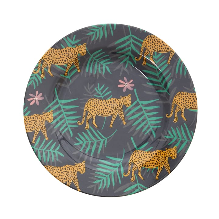 Rice melamine small plate 20 cm - Leopard and leaves - RICE