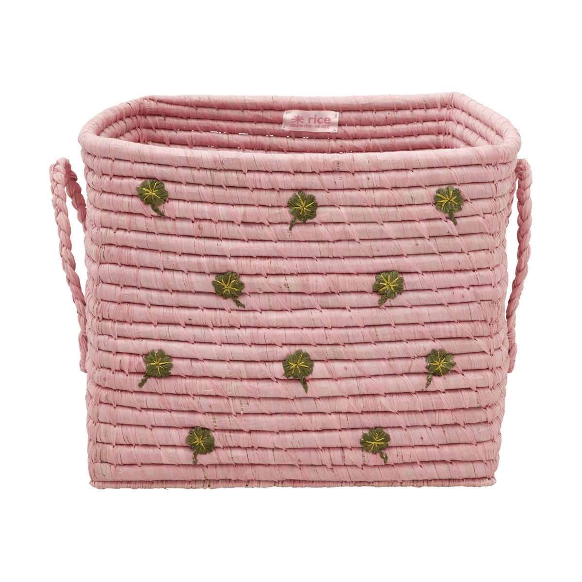 RICE Rice raffia basket with handle 30x30 cm Pink | Scandinavian Design | Storage baskets | Pink