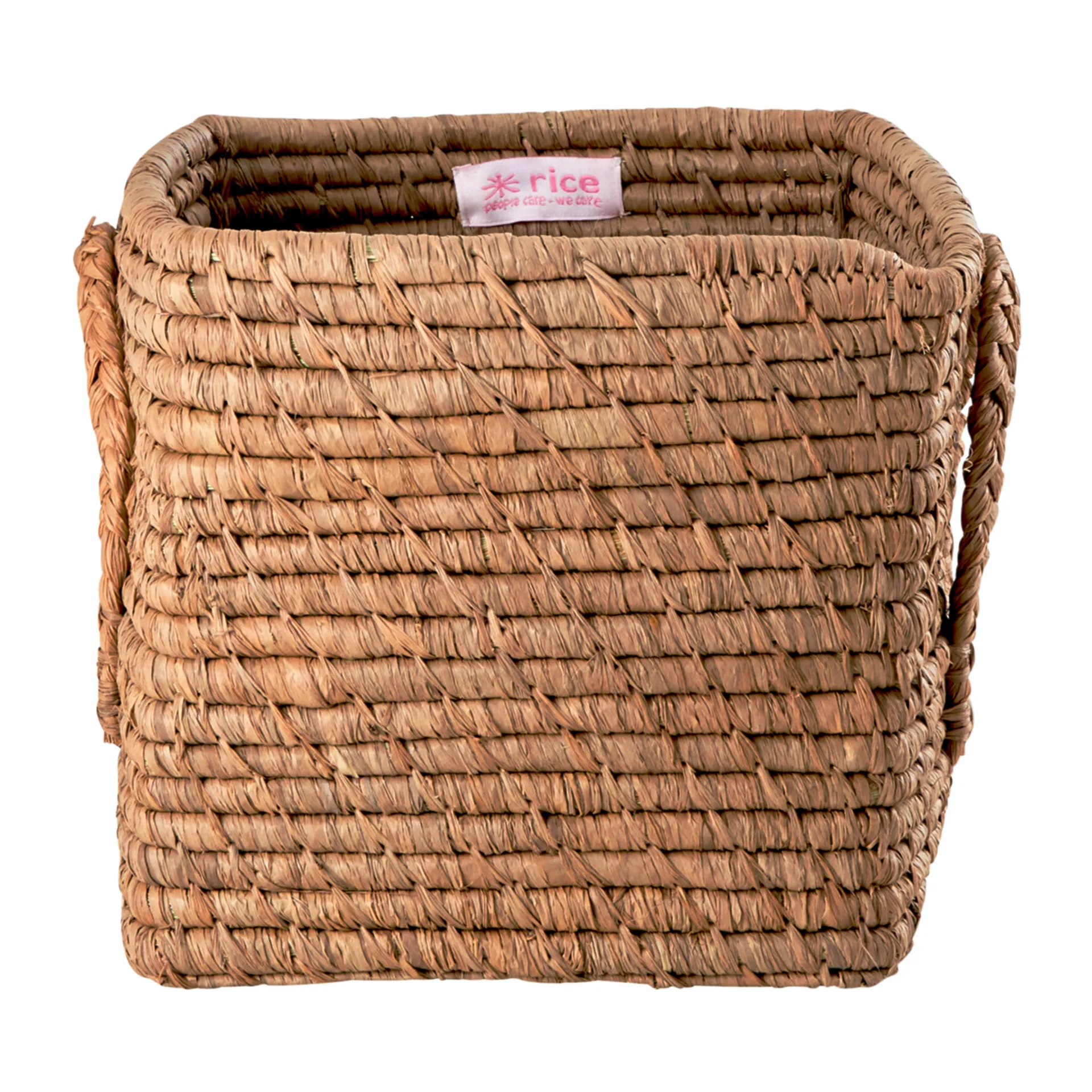 Rice raffia box with handle 20x20 cm, Tea RICE