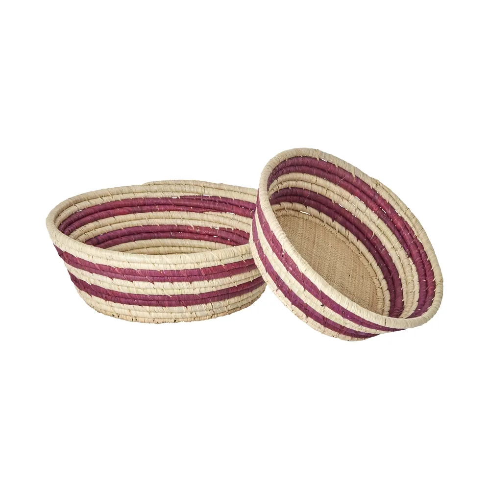 Rice raffia bread basket 2 pieces, Aubergine RICE