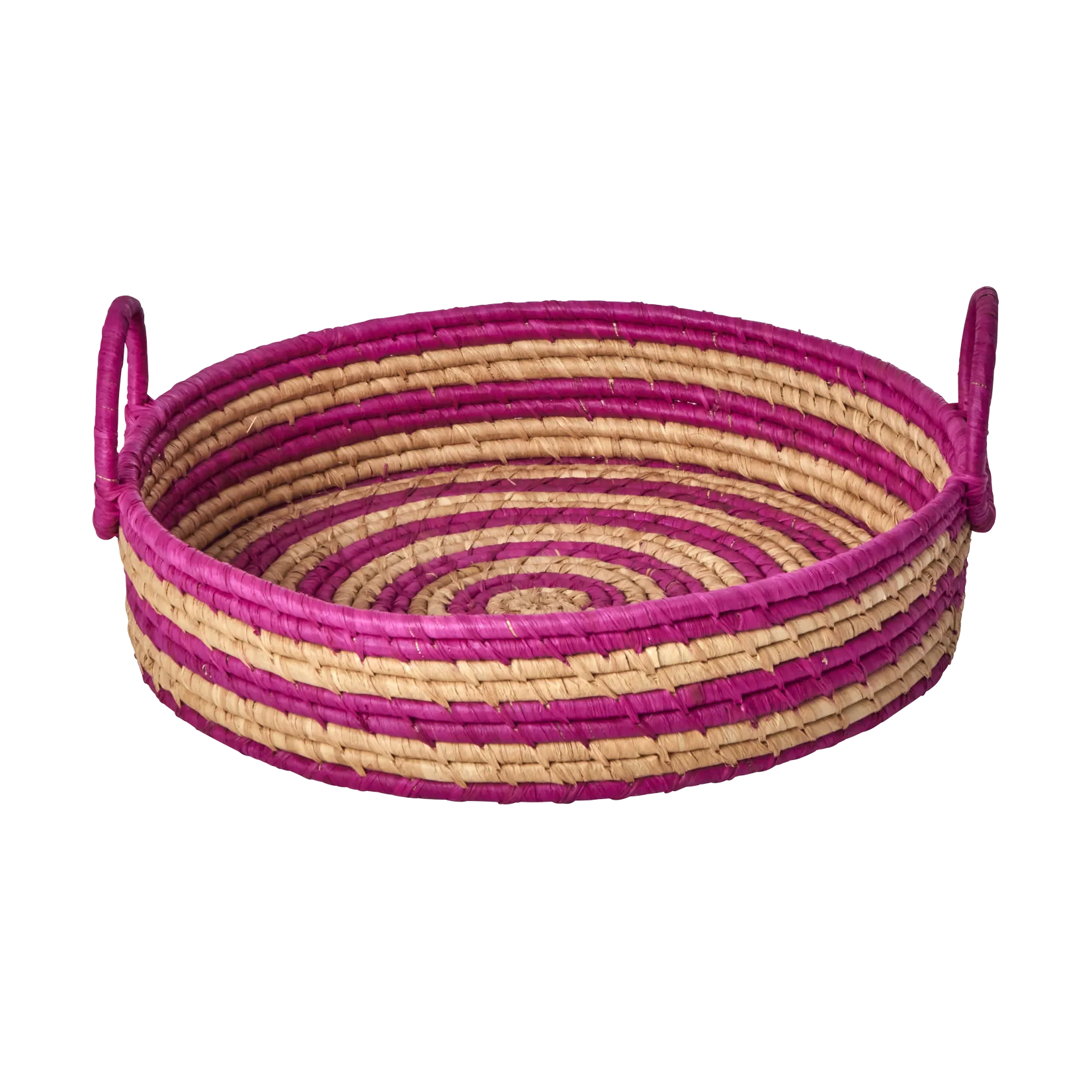 Rice raffia round bread basket, Aubergine RICE