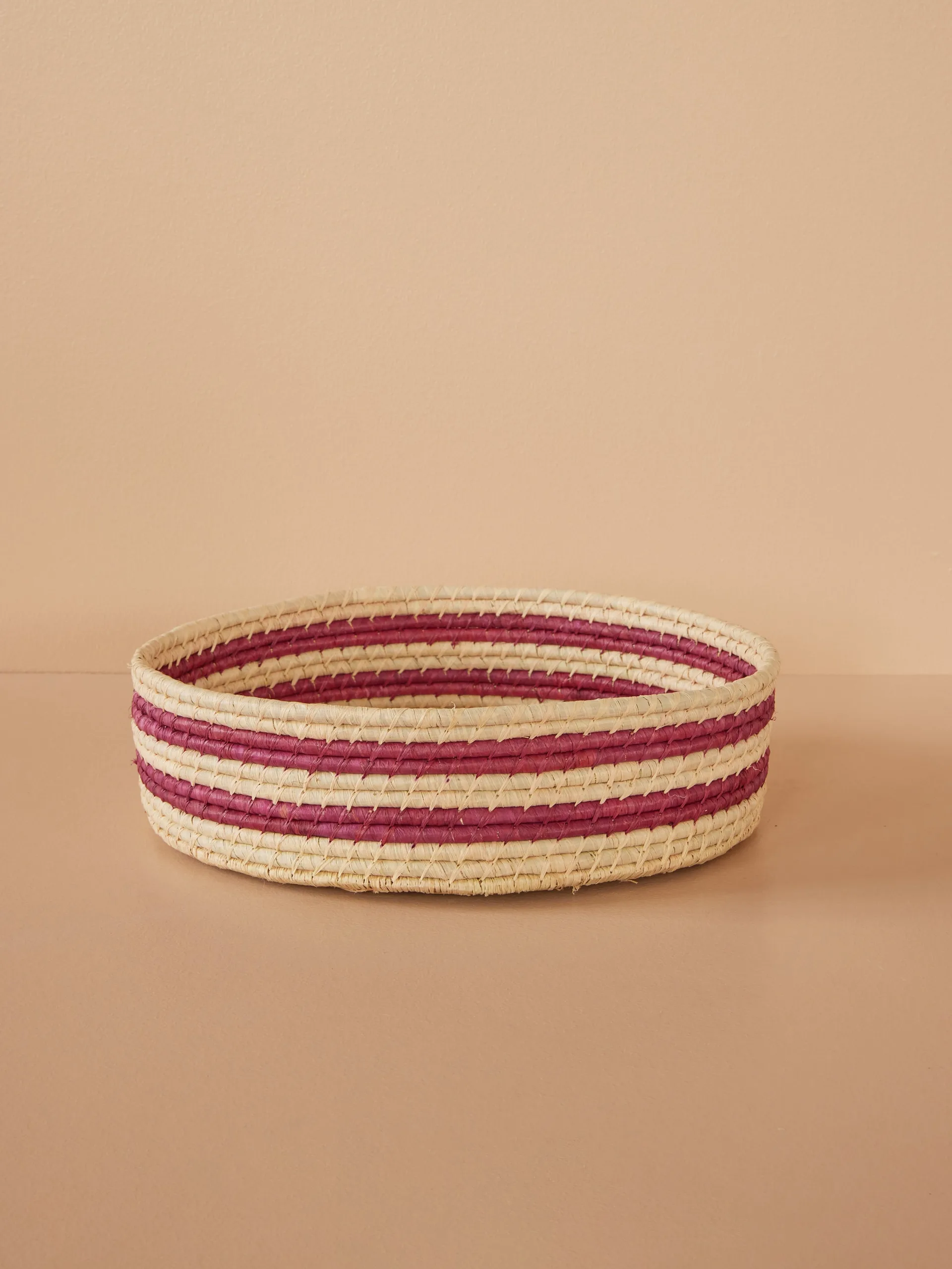 Rice raffia round storage basket large, Aubergine RICE