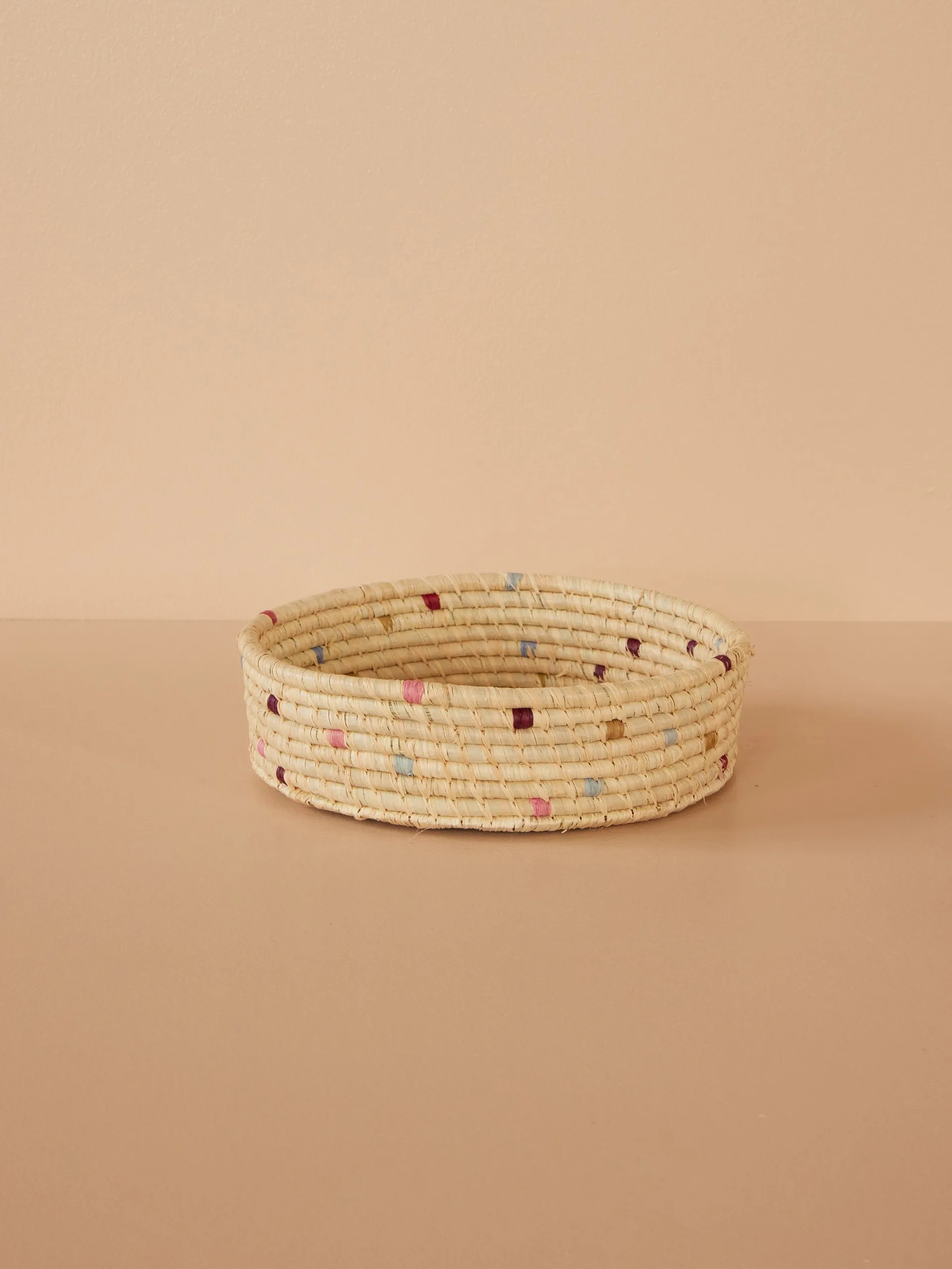 Rice raffia round storage basket small, Natural RICE