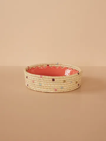 Rice raffia round storage basket small - Natural - RICE