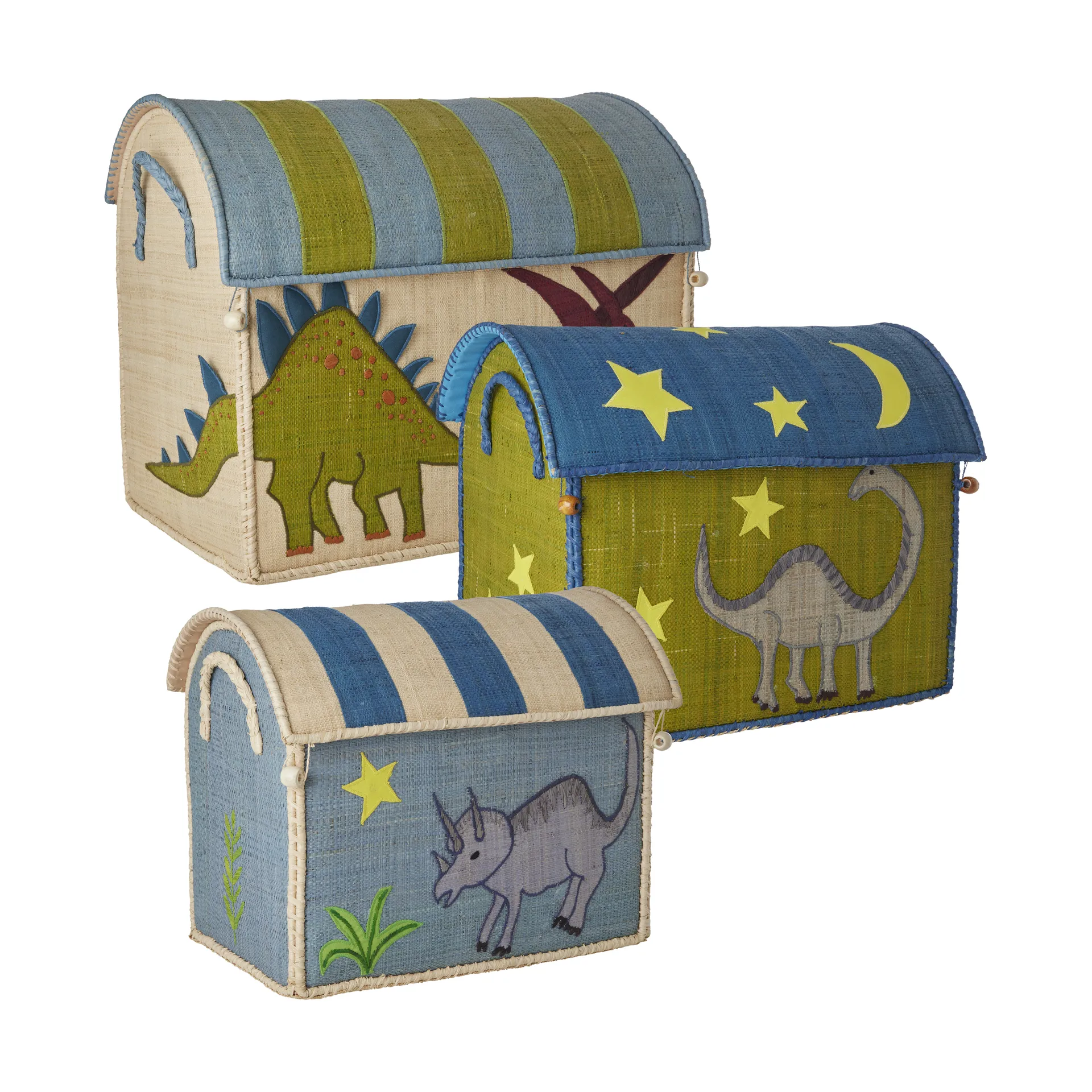 Rice raffia storage basket 3 pieces, New Dinosaur Theme RICE