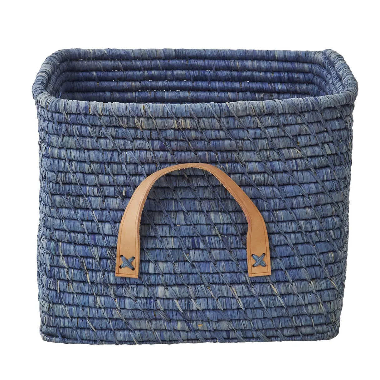 Rice raffia storage basket, Blue RICE
