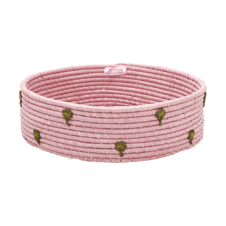 Rice raffia storage basket low Ø35 cm, Pink RICE