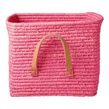 Rice raffia storage basket - pink - RICE