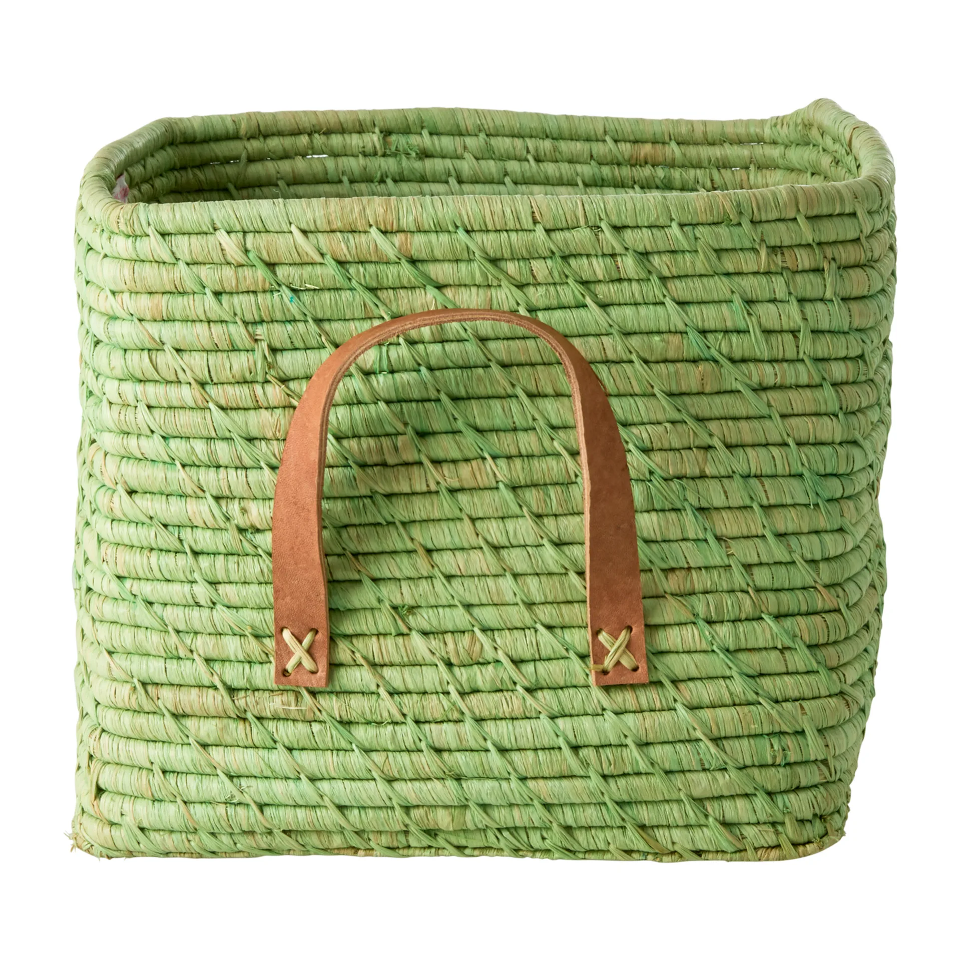 Rice raffia storage basket, Soft green RICE