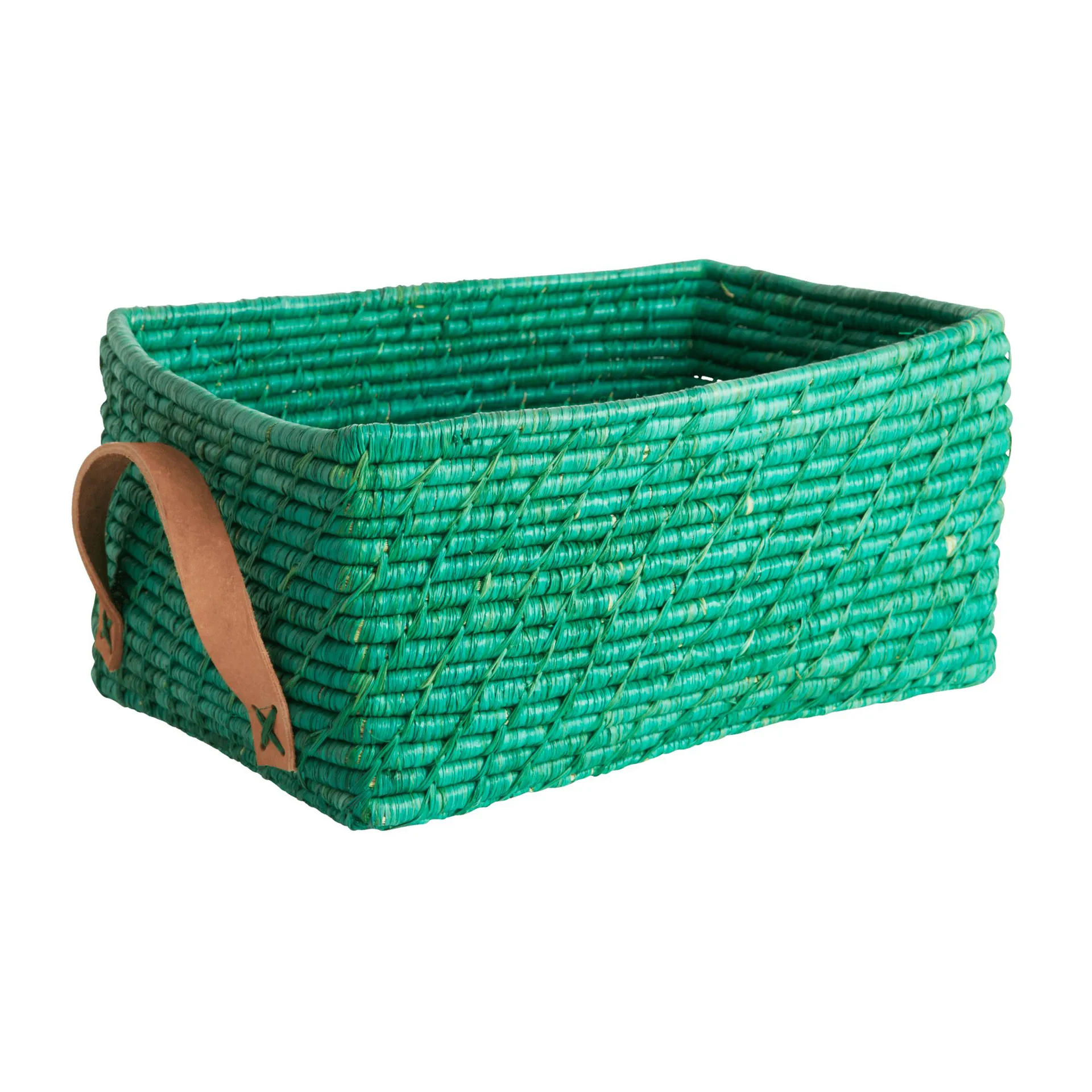 Rice raffia storage box 24x34 cm, Green RICE