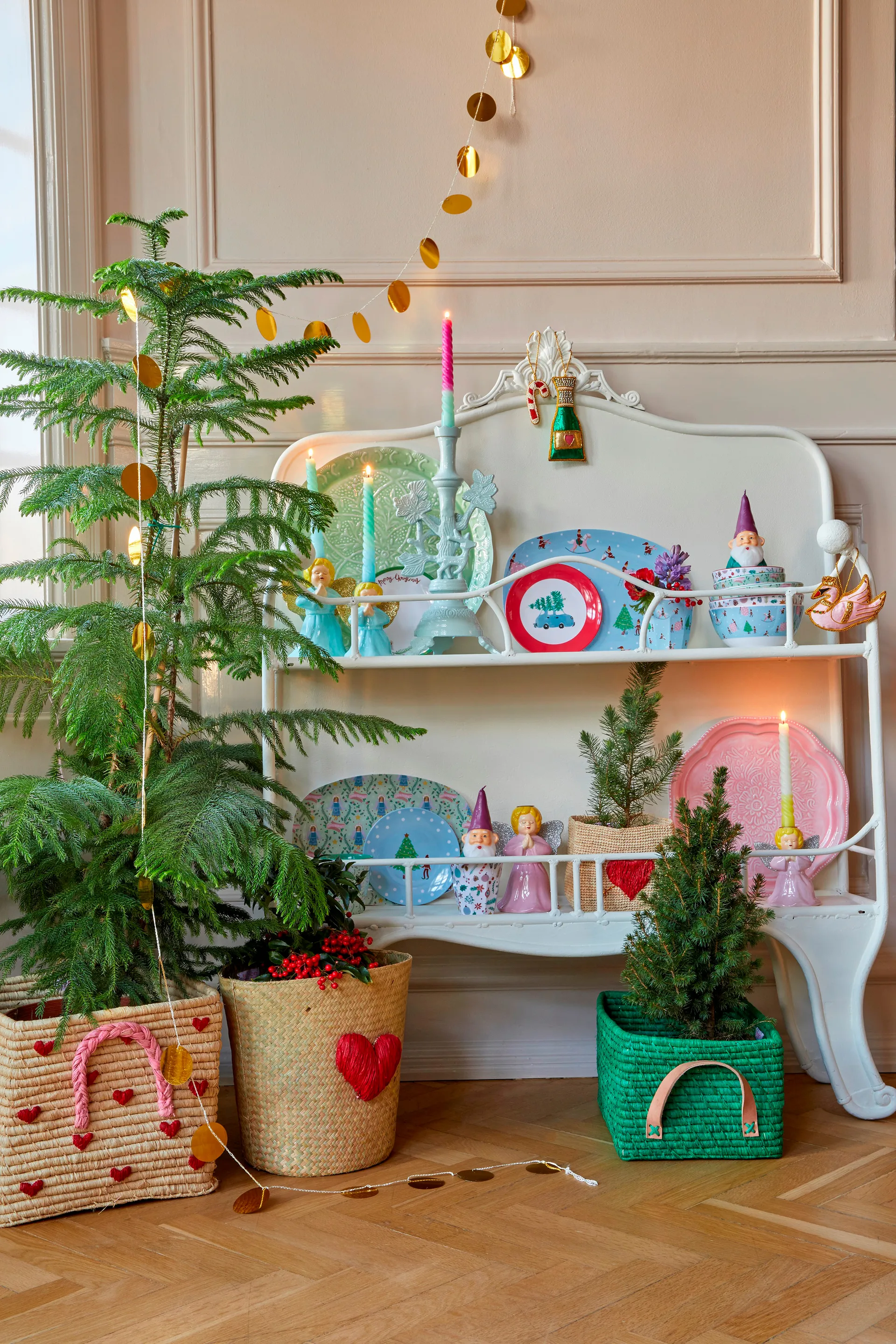 Rice raffia storage box 24x34 cm, Green RICE