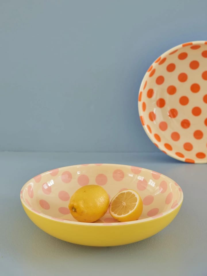 Rice salad bowl melamine Ø29.9 cm - Pink dots-yellow - RICE