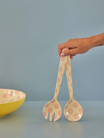 Rice salad servers melamine 2 pieces - Pink dots - RICE