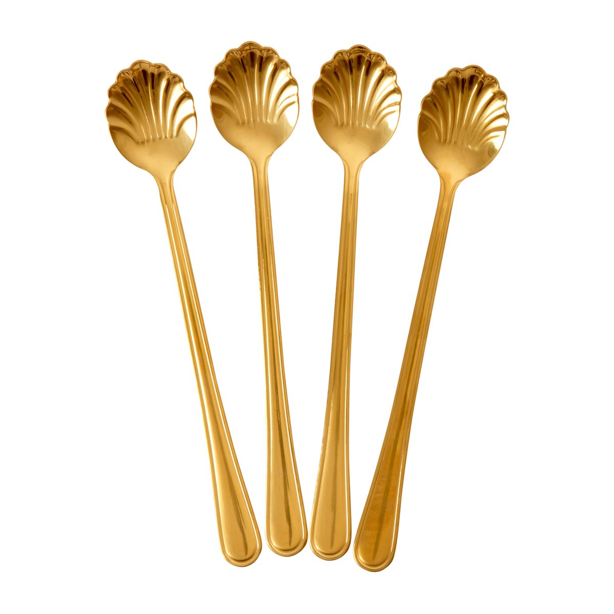 Rice Seashell latte spoon 19 cm 4-pack Gold | Scandinavian Design | Tea & coffee spoons | Gold-coloured