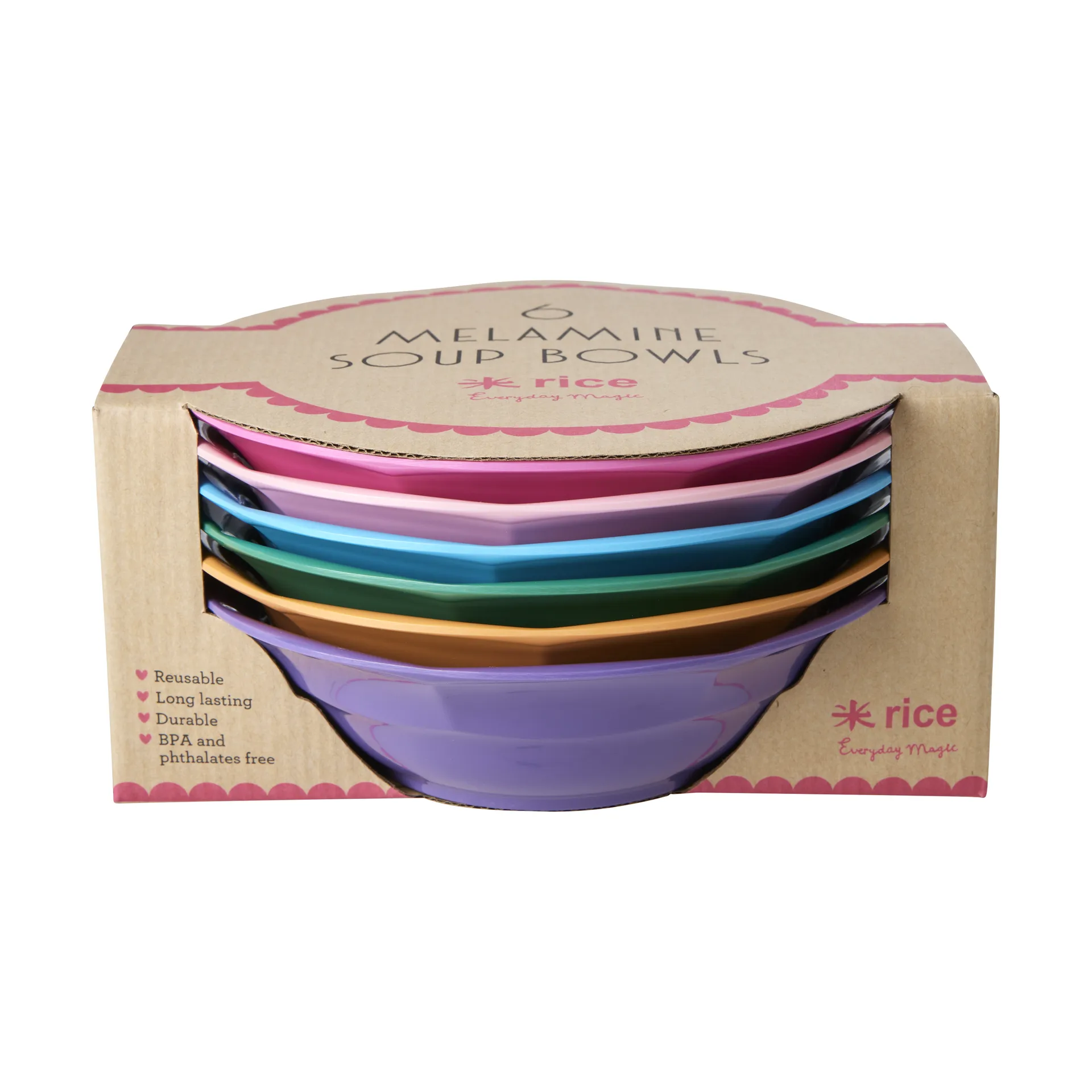 Rice soup plate melamine Ø19 cm 6 pieces, Multicolor RICE