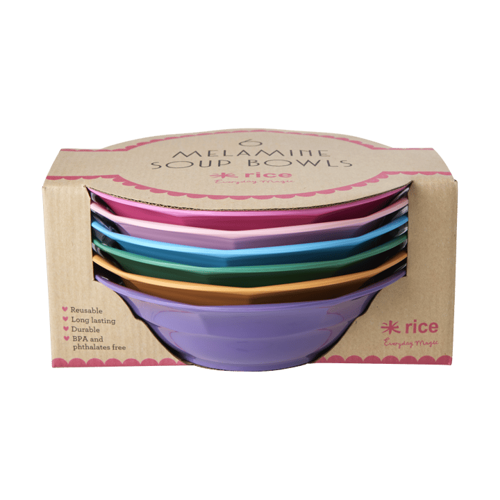 Rice soup plate melamine Ø19 cm 6 pieces - Multicolor - RICE