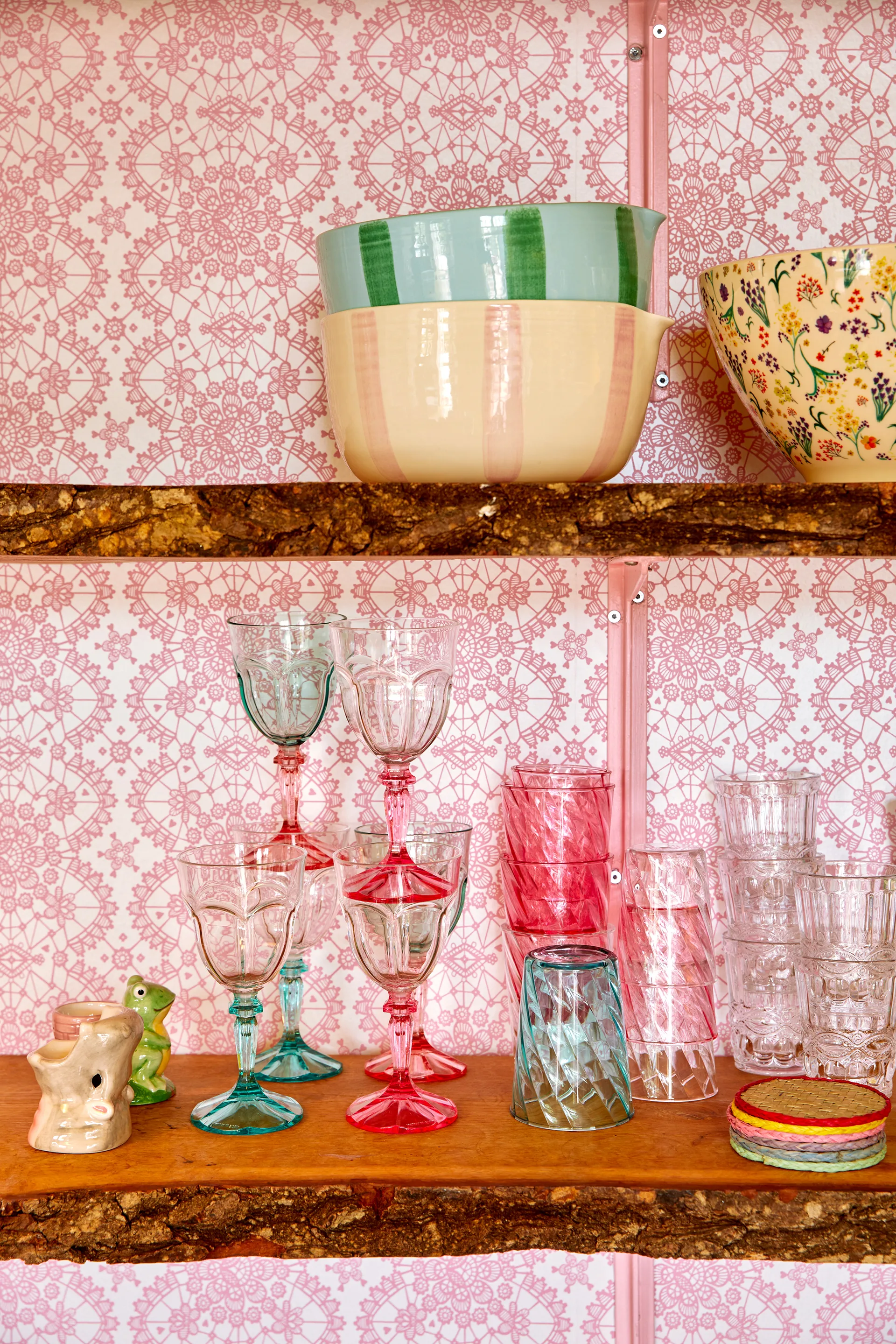 Rice Two Tone wine glass acrylic 26.6 cl, Mint-pink RICE