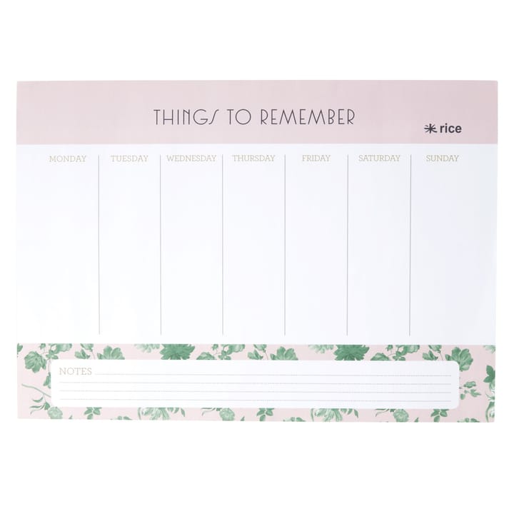 Rice week planner - soft pink-green rose - RICE
