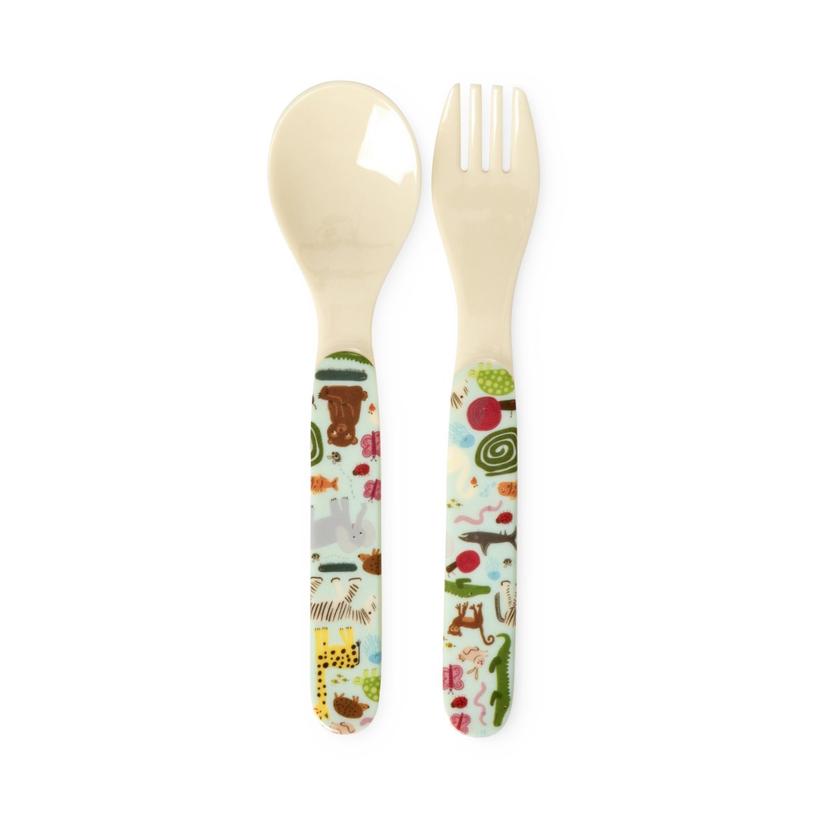 Rice wildlife children's cutlery 2 pieces Mint | Scandinavian Design | Cutlery sets | Green