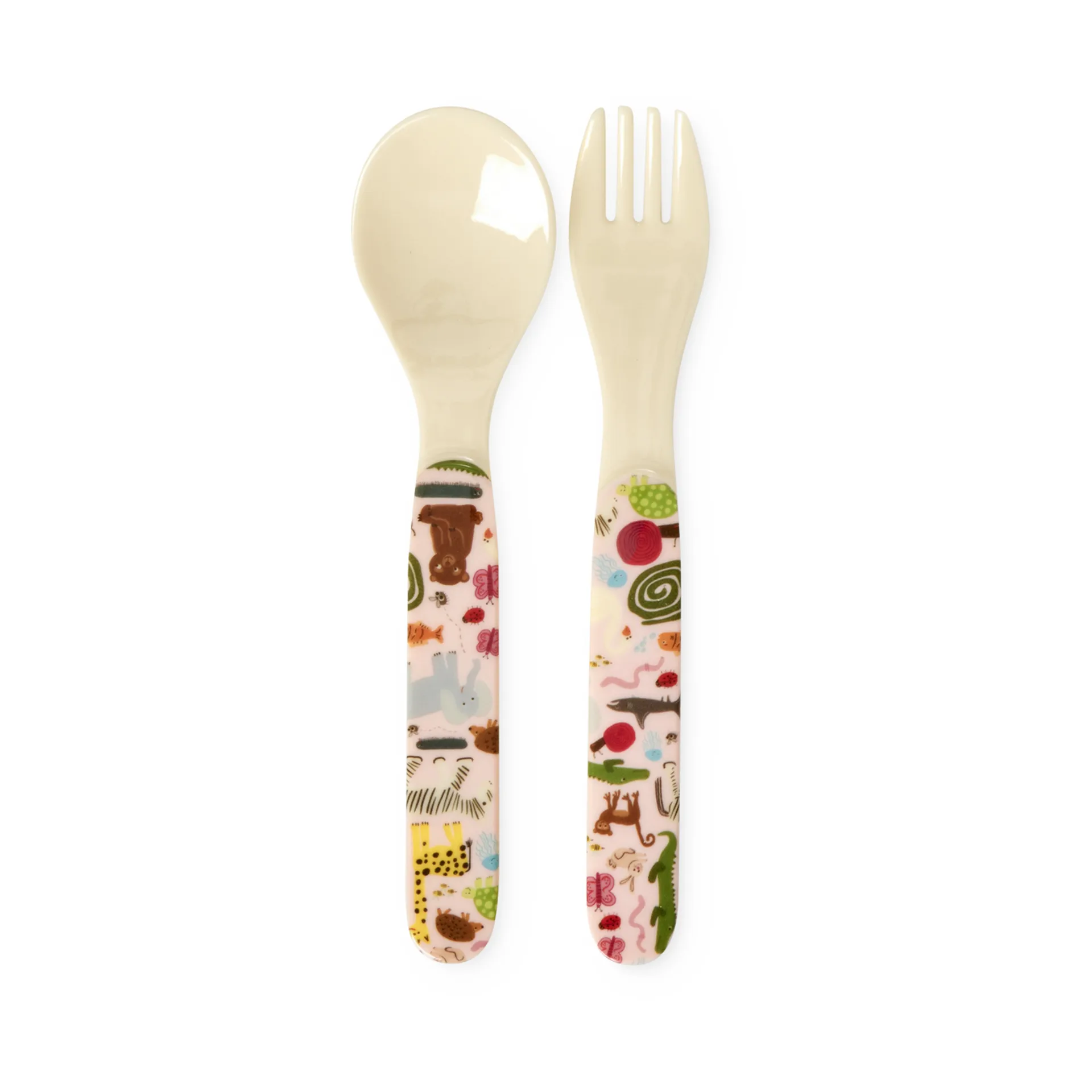 Rice wildlife children's cutlery 2 pieces, Pink RICE