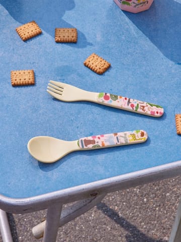 Rice wildlife children's cutlery 2 pieces - Pink - RICE