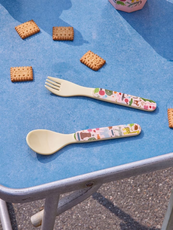 Rice wildlife children's cutlery 2 pieces, Pink RICE