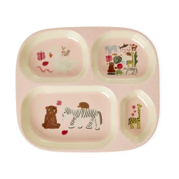 Rice wildlife children's plate 4 compartments - Pink - RICE